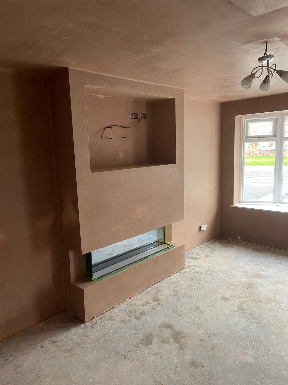 Modern media wall plastering in Newquay